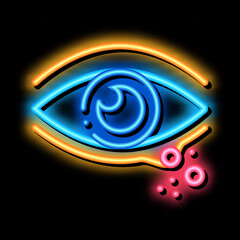 Poster - rash near eye neon light sign vector. Glowing bright icon rash near eye sign. transparent symbol illustration