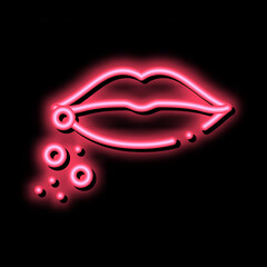 Poster - dermatitis near lips neon light sign vector. Glowing bright icon dermatitis near lips sign. transparent symbol illustration