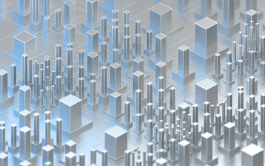 Sticker - Technological cubes with white background, 3d rendering.