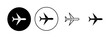 © AAVAA - Plane icon set. Airplane icon vector. Flight transport symbol. Travel illustration. Holiday symbol