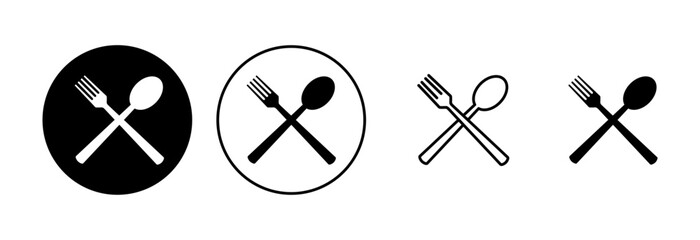 spoon and fork icon set. spoon, fork and knife icon vector. restaurant icon