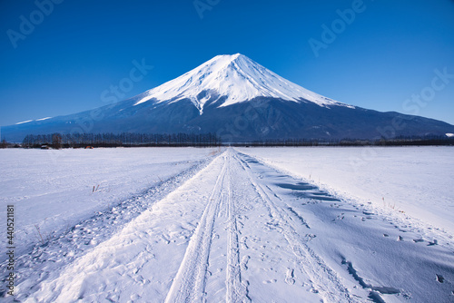 Fototapeta Fudżi  synteza-gory-fuji-na-czystym-bialym-polu-snieznym