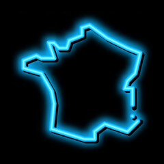 Sticker - france on map neon light sign vector. Glowing bright icon france on map sign. transparent symbol illustration