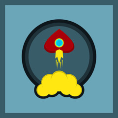 Illustration vector graphic of love rocket . good for icon , apps logo , illustration poster , identity brand logo , etc.