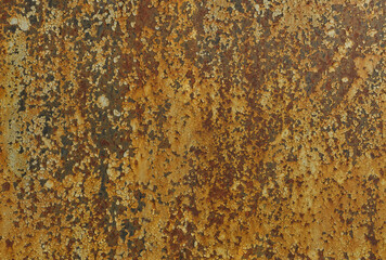 vintage, ancient and rusty metal wall background, close-up facade