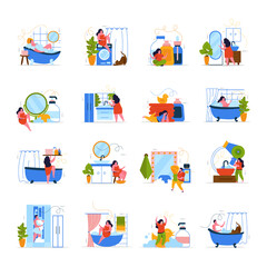 Poster - Bath Time 4x4 Flat Icons