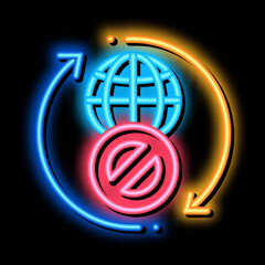 Aufkleber - worldwide ban neon light sign vector. Glowing bright icon worldwide ban sign. transparent symbol illustration