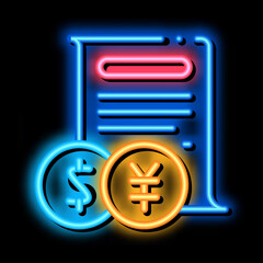 Sticker - exchange rates neon light sign vector. Glowing bright icon exchange rates sign. transparent symbol illustration