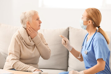 Poster - Doctor visiting senior woman at home