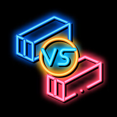 Poster - trade war products neon light sign vector. Glowing bright icon trade war products sign. transparent symbol illustration