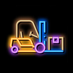 Wall Mural - forklift car neon light sign vector. Glowing bright icon forklift car sign. transparent symbol illustration