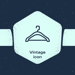 Sticker - Grunge line Hanger wardrobe icon isolated on blue background. Cloakroom icon. Clothes service symbol. Laundry hanger sign. Monochrome vintage drawing. Vector