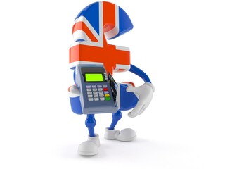 Poster - Pound currency character holding credit card reader