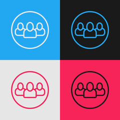 Poster - Pop art line Project team base icon isolated on color background. Business analysis and planning, consulting, team work, project management. Vector