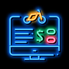 Aufkleber - bike sharing services computer option neon light sign vector. Glowing bright icon bike sharing services computer option sign. transparent symbol illustration