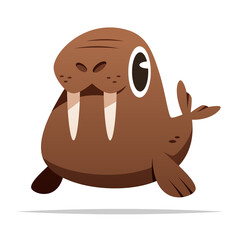 Poster - Cute cartoon walrus vector isolated illustration