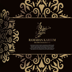 Wall Mural - Islamic background design with arabic calligraphy, mandala or ornament. Translation of arabic calligraphy : Ramadan kareem