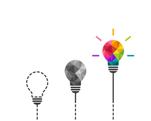 Poster - creative idea concept with colorful light bulb