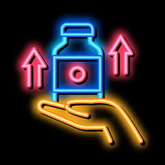 Wall Mural - jar of vitamins to enhance immunity neon light sign vector. Glowing bright icon jar of vitamins to enhance immunity sign. transparent symbol illustration