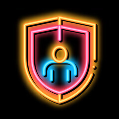 Sticker - immunity protection neon light sign vector. Glowing bright icon immunity protection sign. transparent symbol illustration