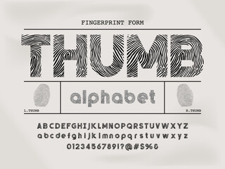 Poster - Finger print style alphabet design with uppercase, lowercase, numbers and symbols