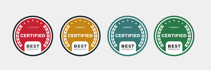 Poster - certified badge design for best product template. vector icon certification emblem in rounded.