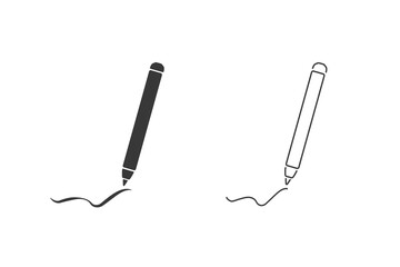 Poster - Black pencil line pattern Happy word pencil day Teachers day fun funny write draw brushes Edit icon set pen icon sign signs symbol Crayons colored pencil set loosely arranged grungy