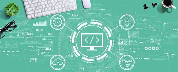 Wall Mural - Web development concept with a computer keyboard