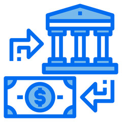 bank blue line icon