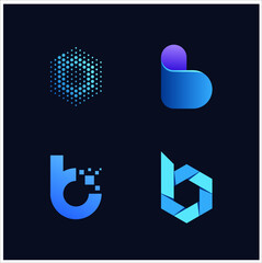 Set of letter B logo graphic design. icons for modern business technology.