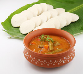 Idly sambar or Idli with Sambhar Popular South indian breakfast