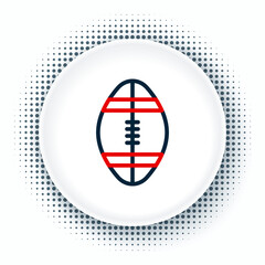 Sticker - Line Rugby ball icon isolated on white background. Colorful outline concept. Vector