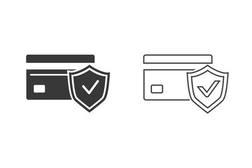 Poster - Credit card protection line icon set. Vector