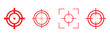 Target destination icon set. Focus cursor bull eye mark collection. Aim sniper shoot group. Vector isolated on white