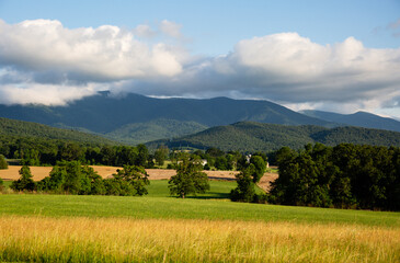 Shenandoah Mountains and open fields outside of Luray, Virginia