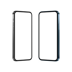 Fototapete - Smartphones Blue and Black Mockups with Blank Screens Isolated on White Background, Side View. Vector Illustration