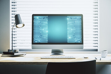 Aufkleber - Creative concept of microscheme illustration on modern laptop screen. Big data and database concept. 3D Rendering