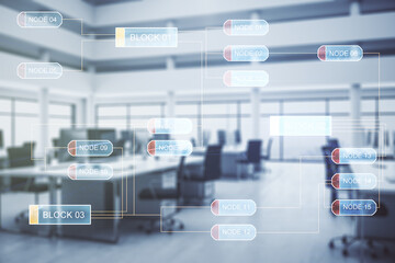 Aufkleber - Multi exposure of abstract software development hologram on modern corporate office background, research and analytics concept