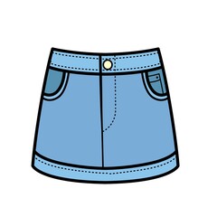 Wall Mural - Denim skirt color variation for coloring on a white background