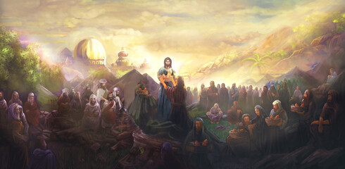 Wall Mural - Jesus feed 5000 people