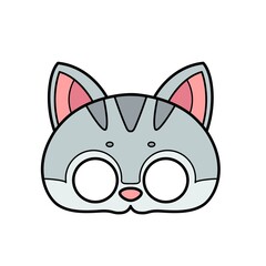 Wall Mural - Kitten mask with eye slits color variation for coloring on a white background