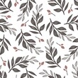 seamless pattern of brown leaves and buds for fabric and background design