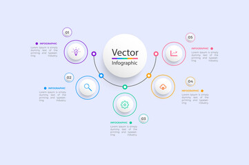 Poster - business infographic template. timeline with 5 options, steps or processes. creative design with mar