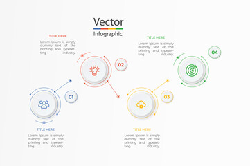 Poster - minimal business infographics template. timeline with 4 steps, options and marketing icons .vector l
