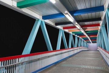 Poster - Empty modern foot bridge at night