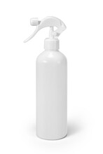 White Blank Plastic Spray Bottle Isolated On White Background With Clipping Path