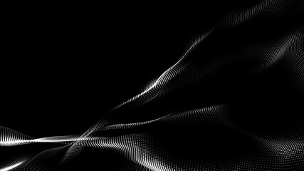 Dot white black wave technology texture background. Abstract big data digital concept. 3d rendering.