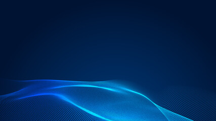 Dot blue wave light screen gradient texture background. Abstract  technology big data digital background. 3d rendering.