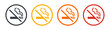 No smoking vector icon. Cigarette smoke forbidden, no smoking area warning sign. Head with cigarette.