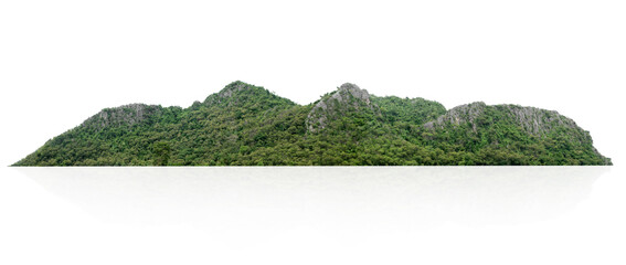 Wall Mural - panorama mountain with tree isolate on white background